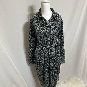 LuLaRoe Black and Gray Patterned Long Sleeve Dress